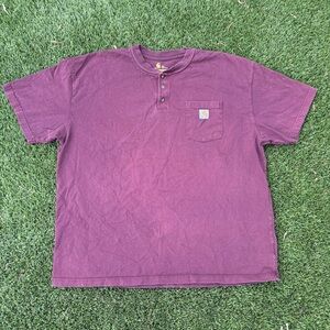 Carhartt Purple Casual Three Button Short Sleeve Shirt with Pocket